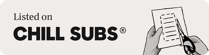 the phrase listed on chill subs with a hand cutting a sheet of paper