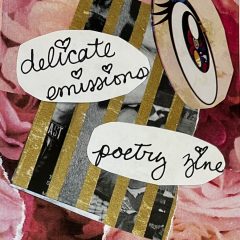 collage of pink and red floral paper and magazine cutouts